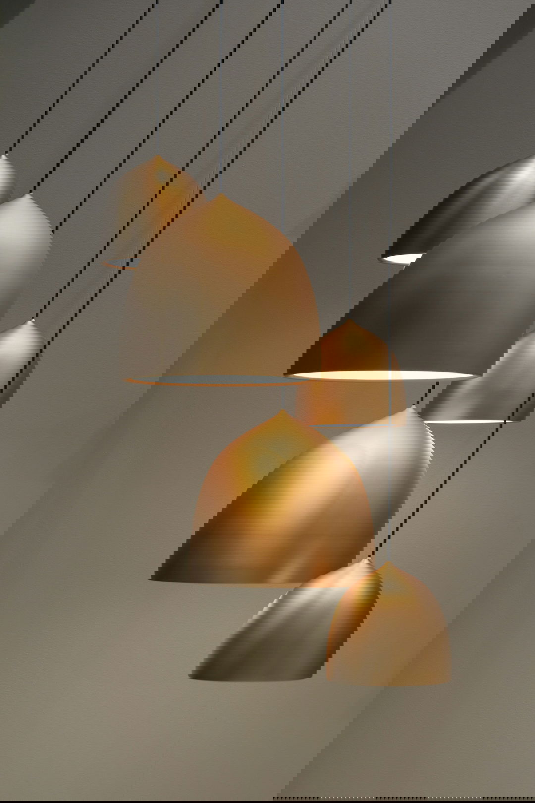 turned on pendant lamps